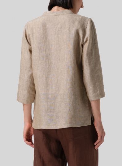 Linen One-Mandarin Button Jacket