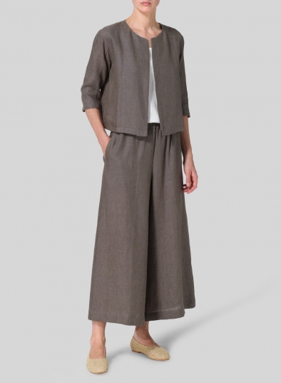 Linen Open Front Jacket