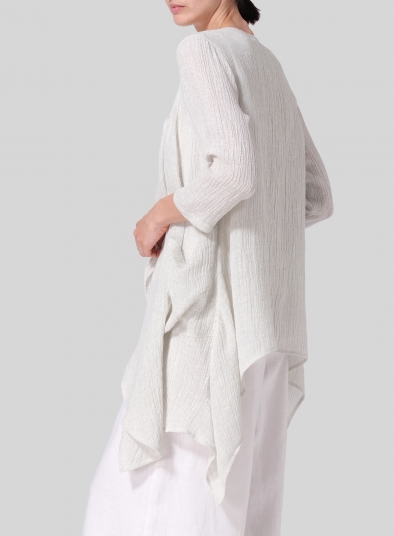 Linen Gauze Waterfall-Front Jacket