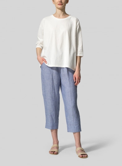 Cotton Three-Quarters Sleeve Knit Top