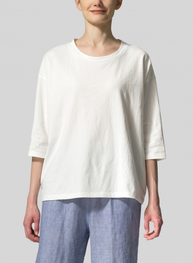 Cotton Three-Quarters Sleeve Knit Top