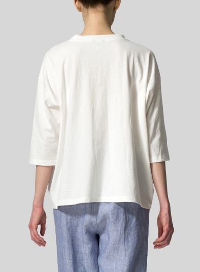 Cotton Three-Quarters Sleeve Knit Top