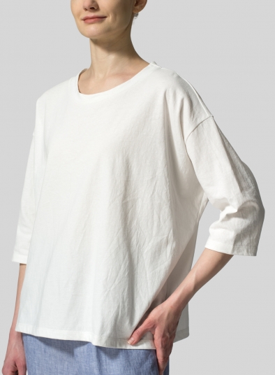 Cotton Three-Quarters Sleeve Knit Top