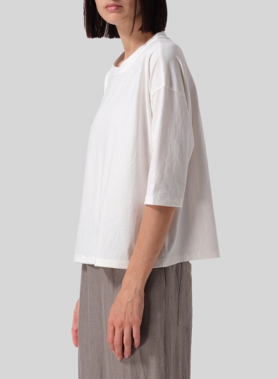 Cotton Three-Quarters Sleeve Knit Top