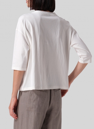 Cotton Three-Quarters Sleeve Knit Top