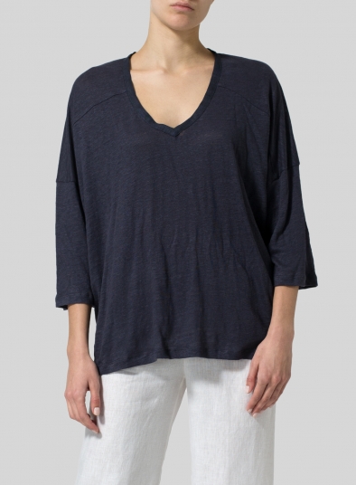Knitted Linen Square Long Sleeve Top