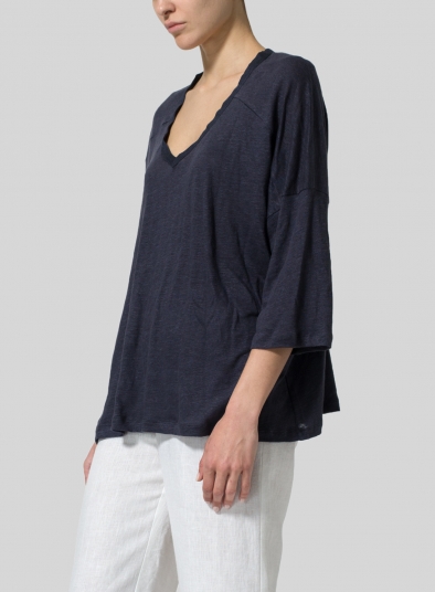Knitted Linen Square Long Sleeve Top
