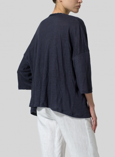 Knitted Linen Square Short Sleeve Top