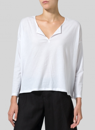 Cotton V-neck Boxy Top