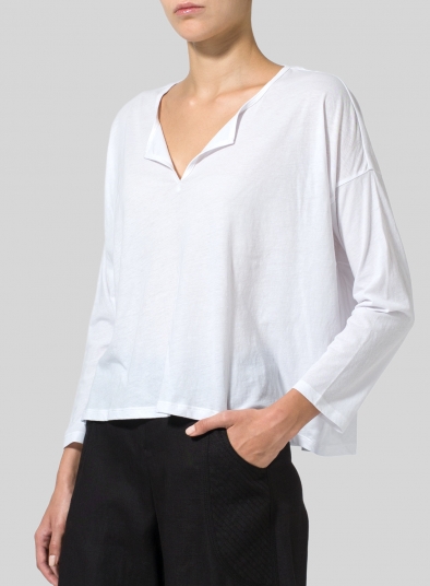 Cotton V-neck Boxy Top