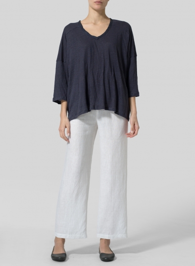 Knitted Linen Square Long Sleeve Top
