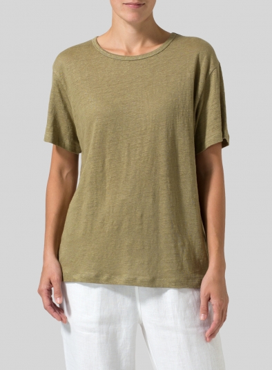 Linen Short Sleeve Jersey Tank Top