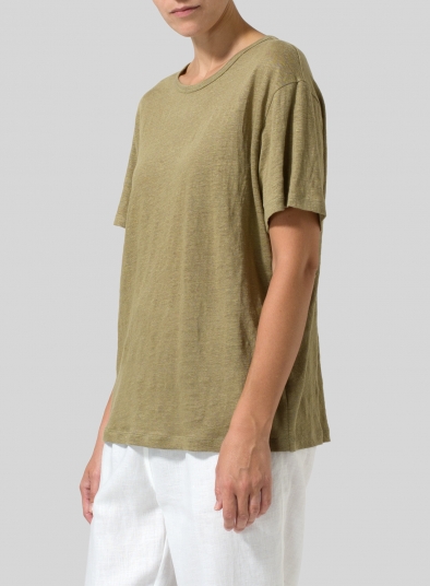 Linen Short Sleeve Jersey Tank Top