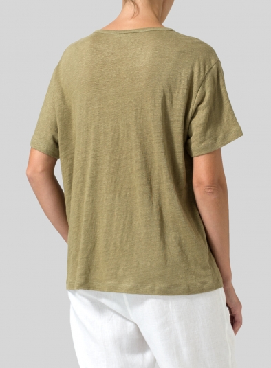 Linen Short Sleeve Jersey Tank Top