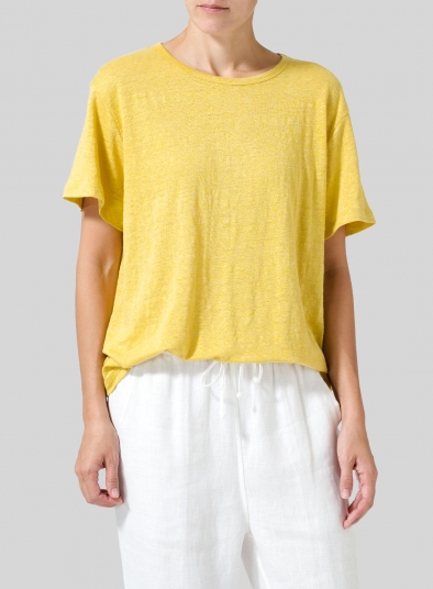 Linen Short Sleeve Jersey Tank Top