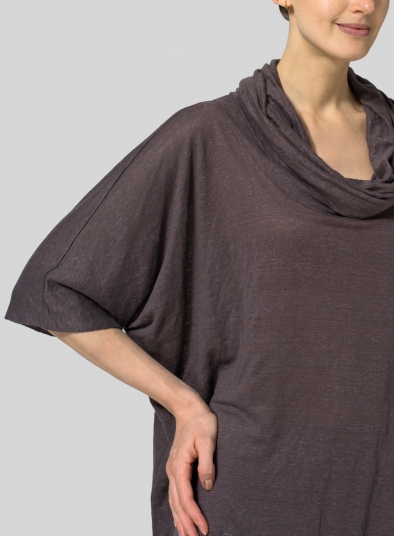 Knitted Linen Cowl Neck Top