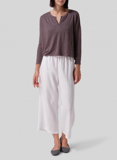 Knitted Linen Jersey V-Neck Boxy Top