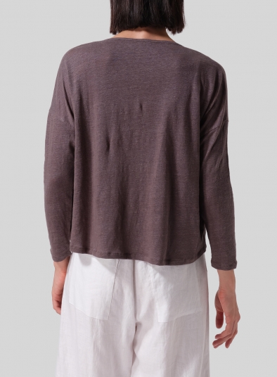 Knitted Linen Jersey V-Neck Boxy Top