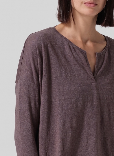 Knitted Linen Jersey V-Neck Boxy Top