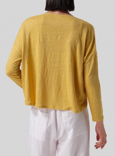 Knitted Linen Jersey V-Neck Boxy Top