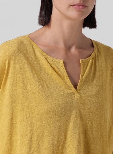 Knitted Linen Jersey V-Neck Boxy Top