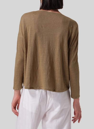 Knitted Linen Jersey V-Neck Boxy Top