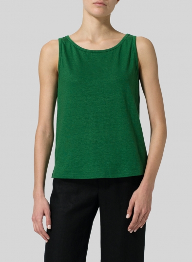 Linen Sleeveless Knit Tank Top