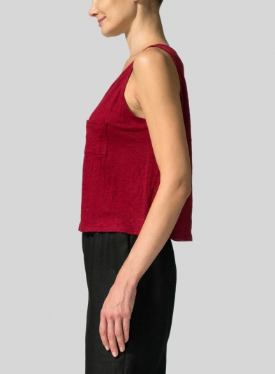 Knitted Linen Sleeveless Short Tank