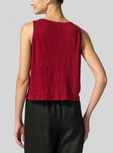 Knitted Linen Sleeveless Short Tank