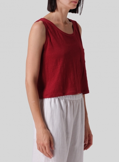 Knitted Linen Sleeveless Short Tank