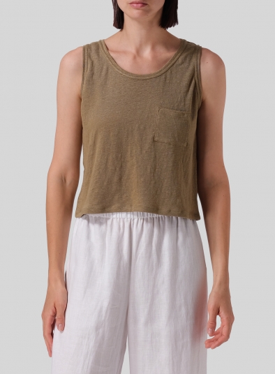 Knitted Linen Sleeveless Short Tank