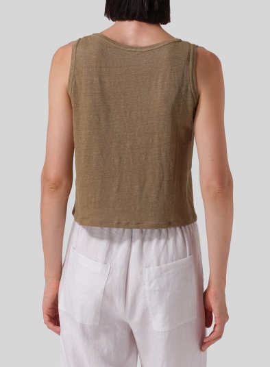 Knitted Linen Sleeveless Short Tank