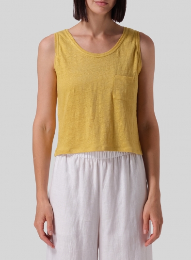 Knitted Linen Sleeveless Short Tank