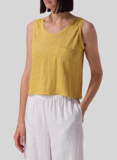 Knitted Linen Sleeveless Short Tank