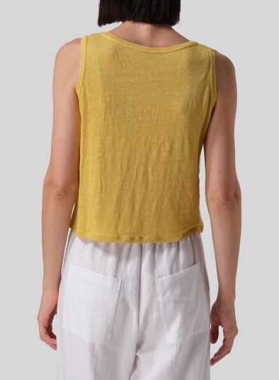 Knitted Linen Sleeveless Short Tank