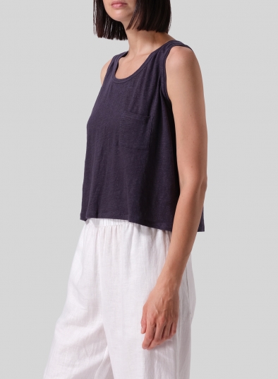 Knitted Linen Sleeveless Short Tank