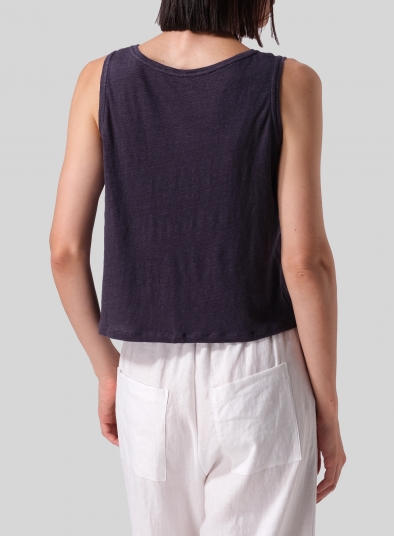 Knitted Linen Sleeveless Short Tank