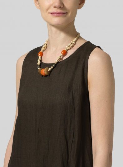 Lightweight Wooden Necklace With Orange Bead