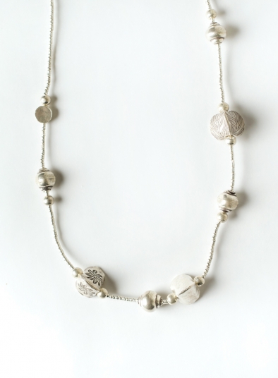 Round Reversible Long Silver Necklace