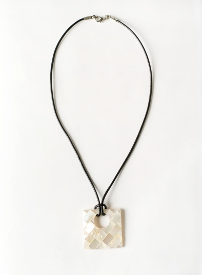 Pearl White Square Pendant Necklace