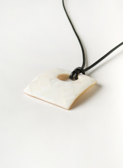 Cream White Square Pendant Necklace
