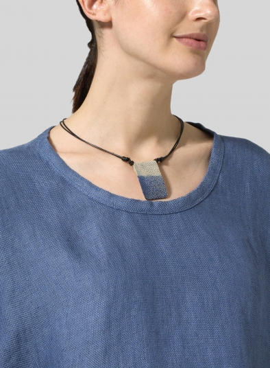 Steel Blue Sea Shell Pendant Necklace