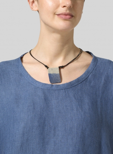 Steel Blue Sea Shell Pendant Necklace