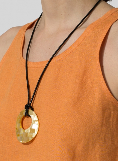 Golden Round Shell Pendant Necklace