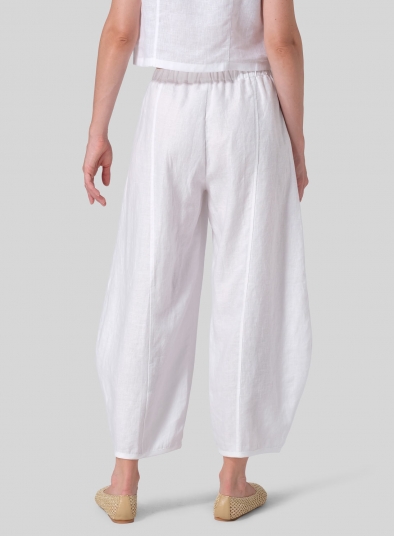 Linen Embroidered Cropped Pants