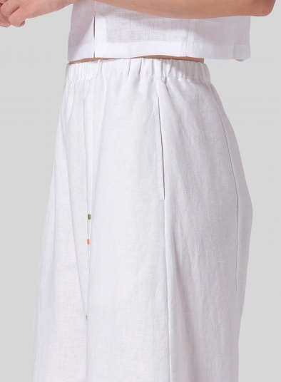 Linen Embroidered Cropped Pants
