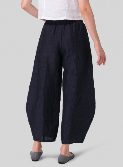 Linen Embroidered Cropped Pants