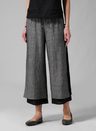 Linen Double-Layer Cropped Pants