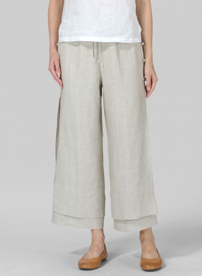 Linen Double-Layer Cropped Pants