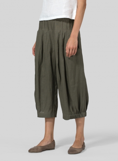 Linen Crumple Effect Harem Pants